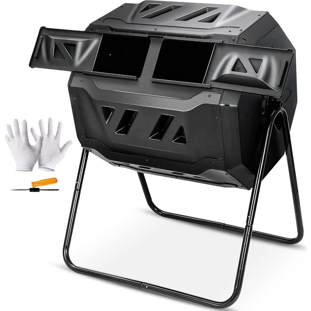 Compost Bin - 43 Gallon Compost Tumbler Bin Dual